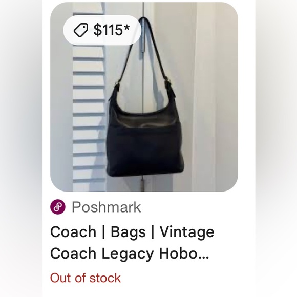 VINTAGE COACH LEGACY BOHO SHOULDER BAG BLACK LEATHER - Picture 4 of 12